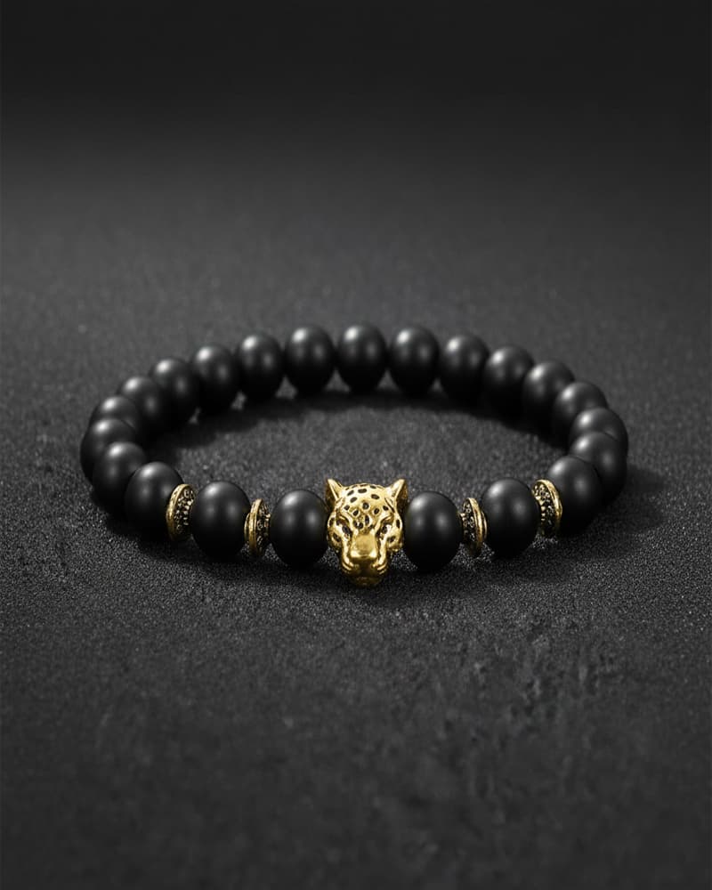 Brazalete Leopardo Dorado Onix Mate