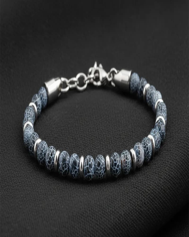 Pulsera en Ágata Azul y Acero Quirúrgico