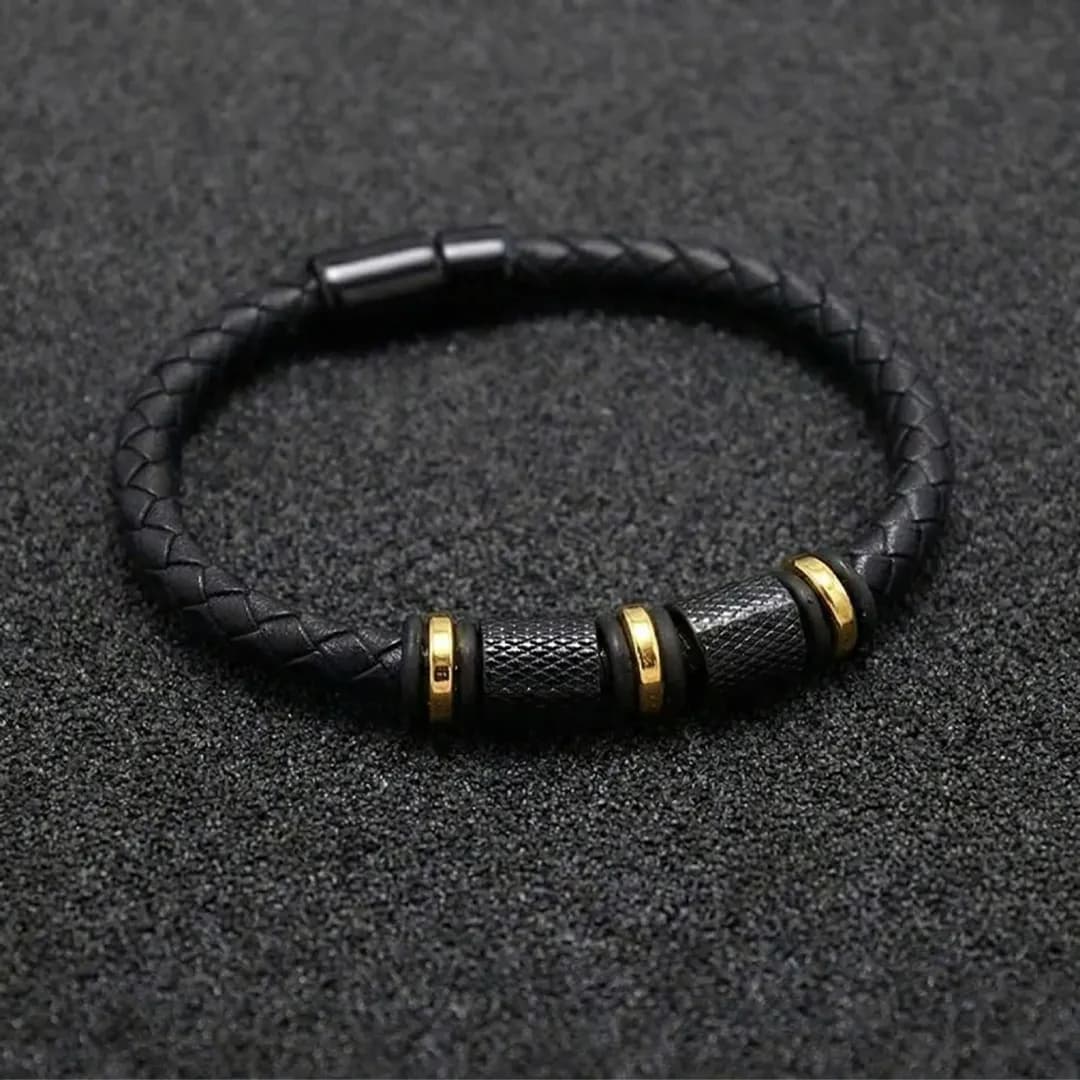 Pulsera Vanguard: Cuero Trenzado & Acero Industrial
